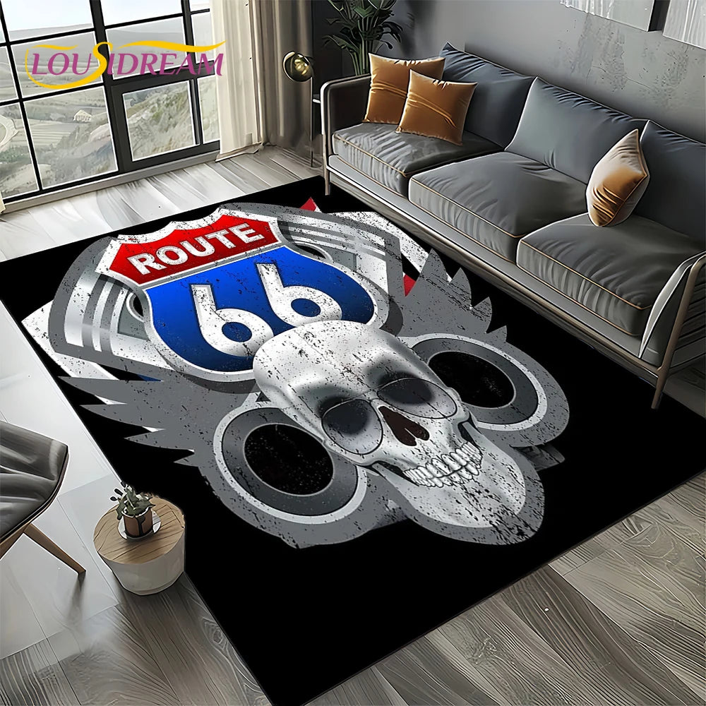 Retro America Historic Route 66,Mother Road,mãe EstradaCarpet Rug for Living Room Bedroom Home Sofa,Area Rug Non-slip Floor Mat