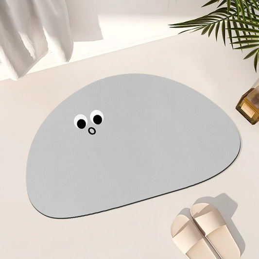Cartoon funny expression irregular bathroom non-slip mat toilet door absorbent floor mat household diatom mud floor mat