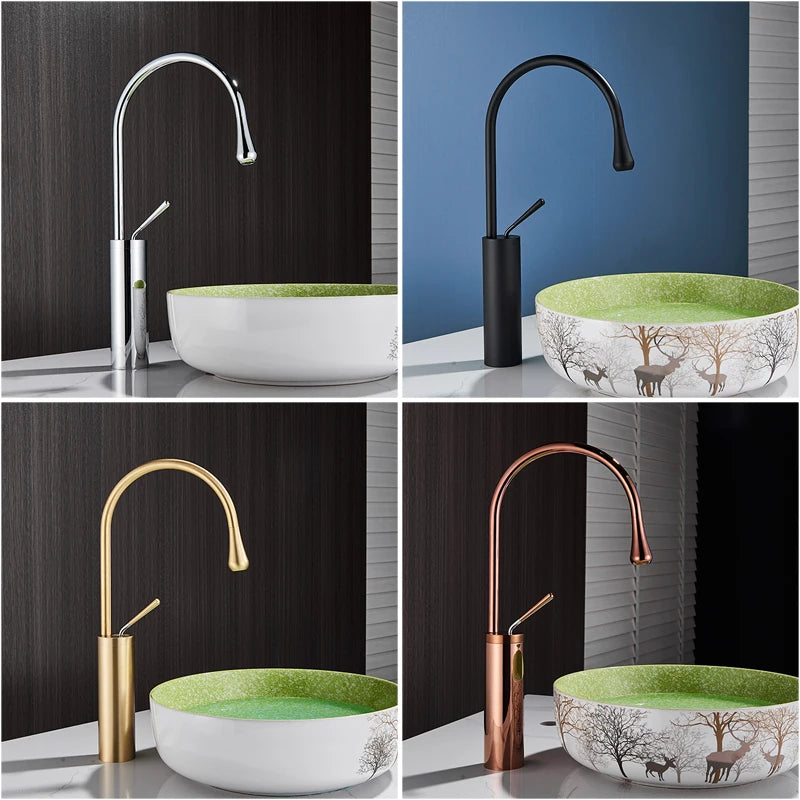 Modern Basin Faucet Bathroom Sink Faucets 360 Rotation Deck Mounted Bathroom Faucet Hot Cold Water Tap Crane For Kitchen Or Bath