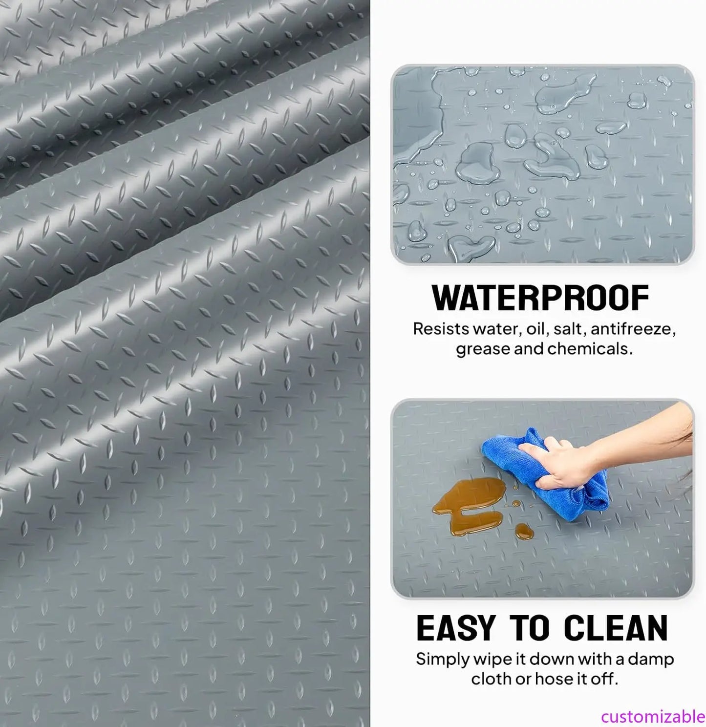 NEW 7.5 x 20 FT Garage Floor Mat, Thickened Diamond Plate PVC Garage Mats Flooring Roll for Under Car, Garage Parking Mats