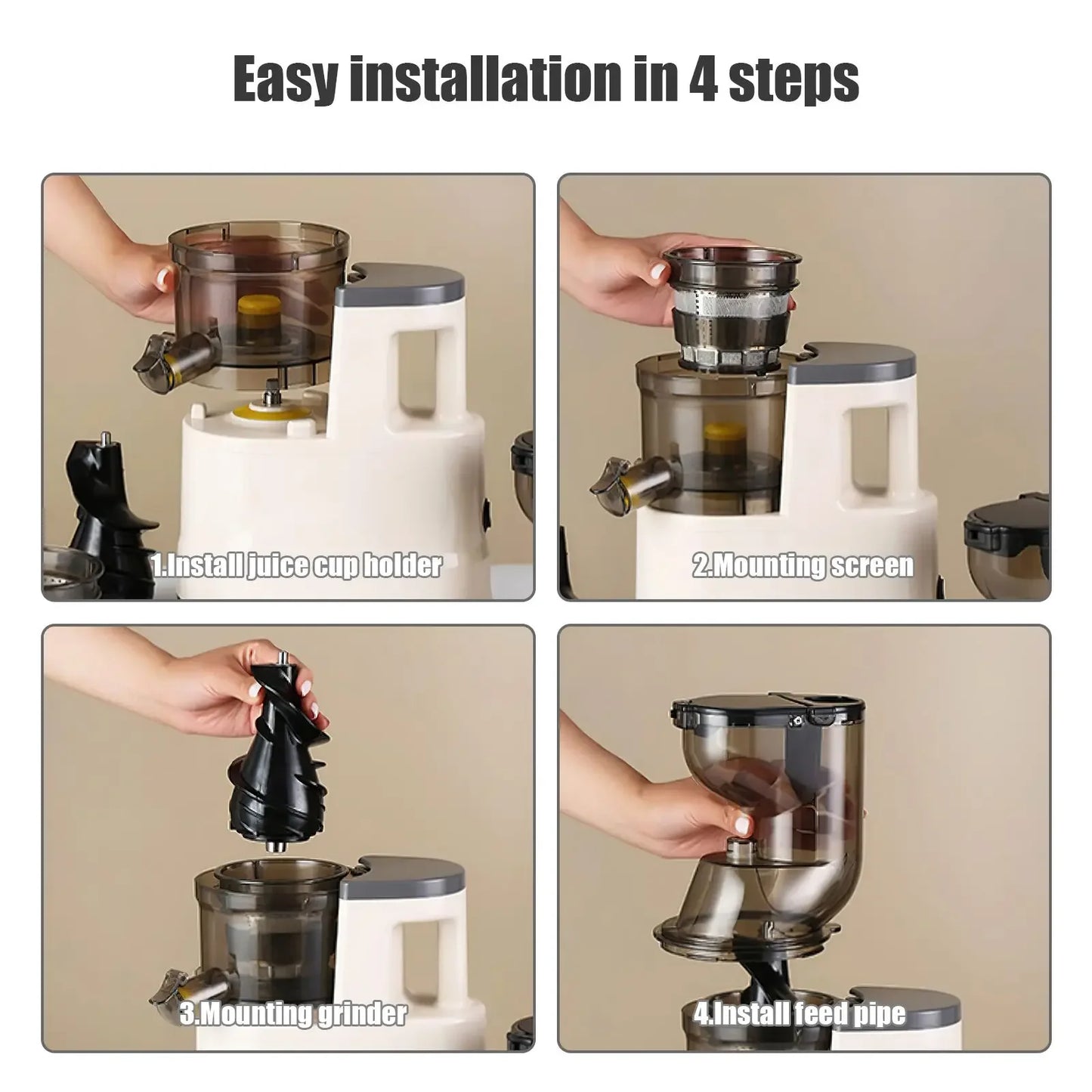 New Juicer Machines 7 inch Slow Cold Press Juicer Tool with Large Feed Chute Cold Press Juicers for Vegetables and Fruits
