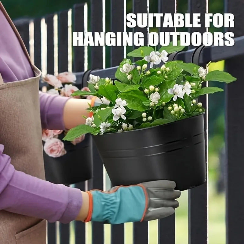 Iron Hanging Railing Planters
Durable metal flower pots with drainage holes + hooks. Perfect for fences, balconies, railings flowers, herbs, succulents.