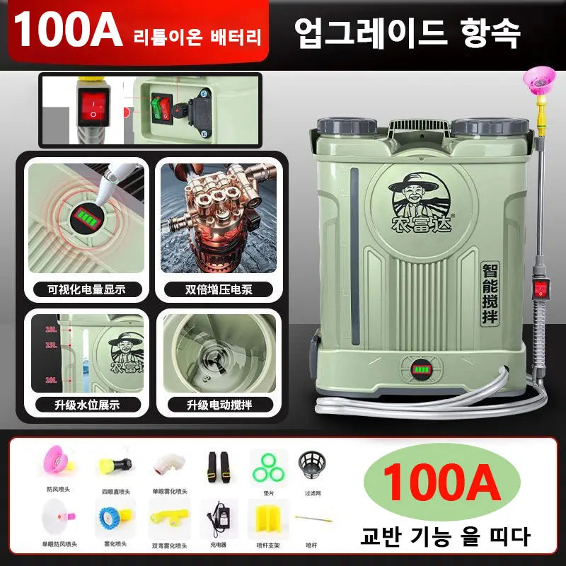 NEW Upgrade 100A Large Capacity Lithium Battery Electric Stirring Sprayer Full-automatic High Pressure Garden Irrigation Sprayer