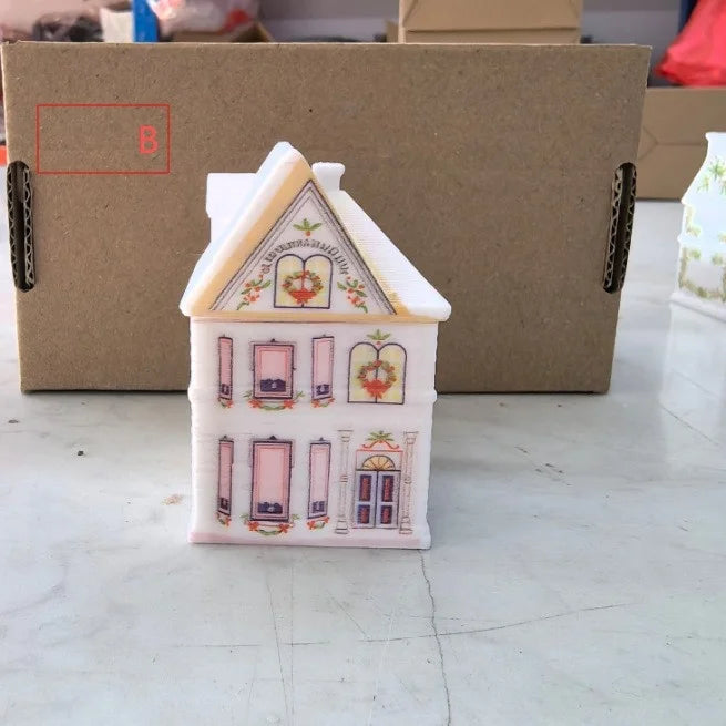 Holiday Village Spice House Set Mini Christmas Gingerbread Houses Jars Festive Decor Kitchen Countertop Christmas Candle