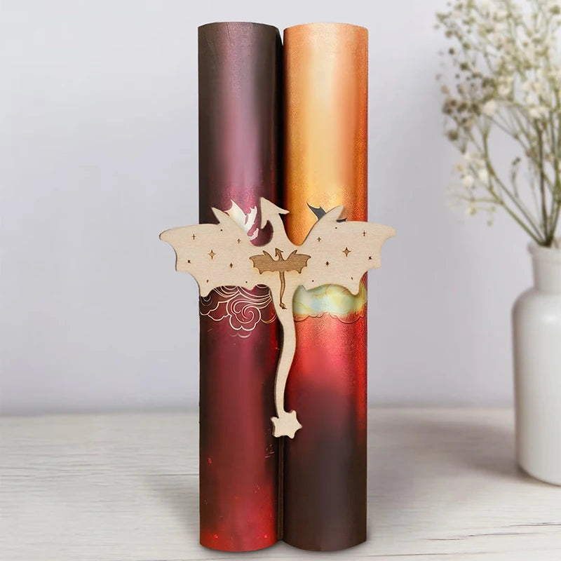 Handmade Dragon Bookshelf Decor, Wooden Fourth Wing Double Dragon Book Insert, Handmade Decorative Bookends For Books Lovers