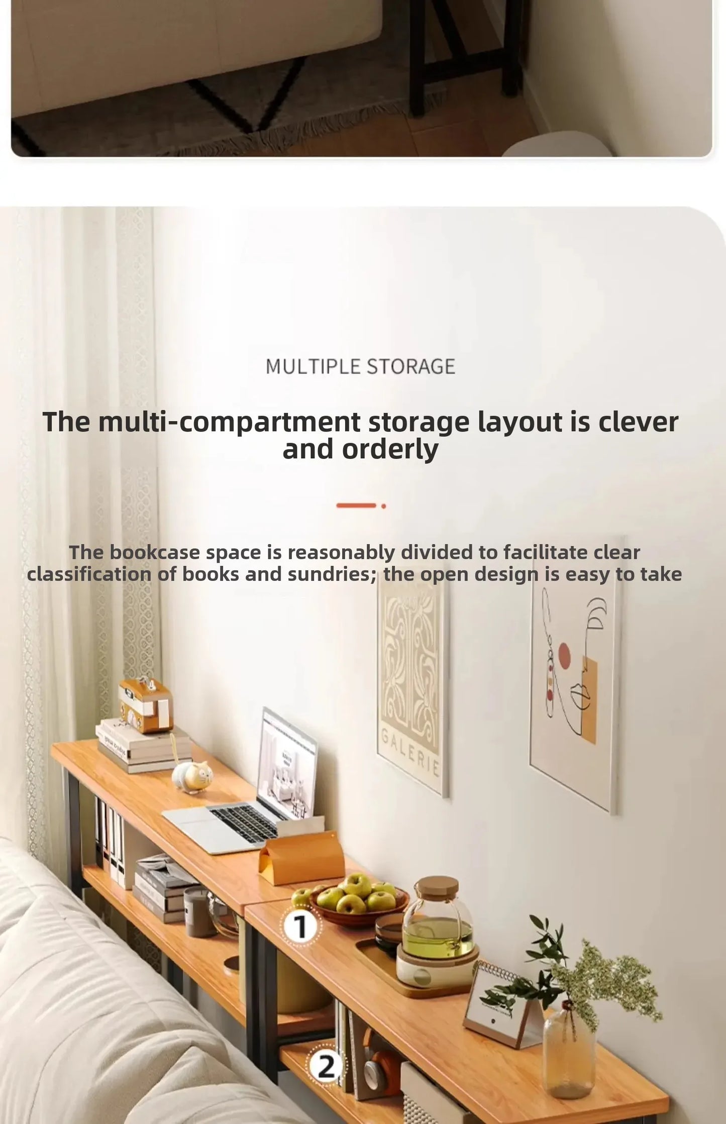 Rear Sofa Gap Table Narrow Side Table Multi-functional Living Room Long Partition Rack Bed Tail Storage Space-Saving Furniture