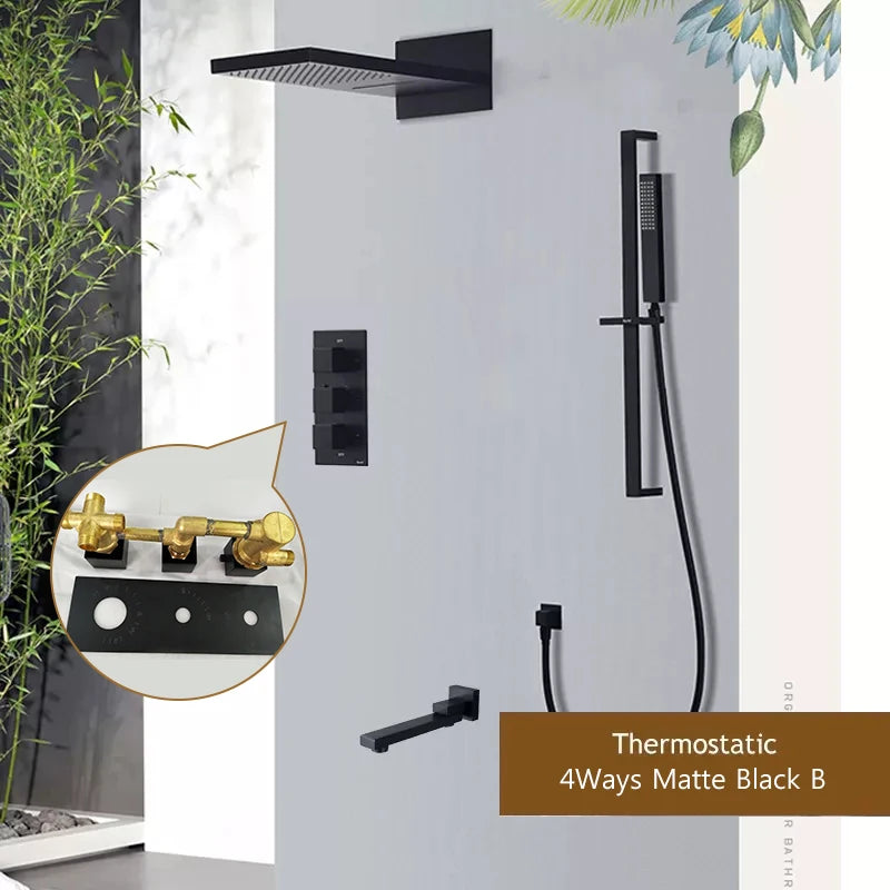 Thermostatic shower syste Waterfall Shower Faucet Concealed Shower r Wall Mounted Shower Column Hot And Cold Mixing Valve
