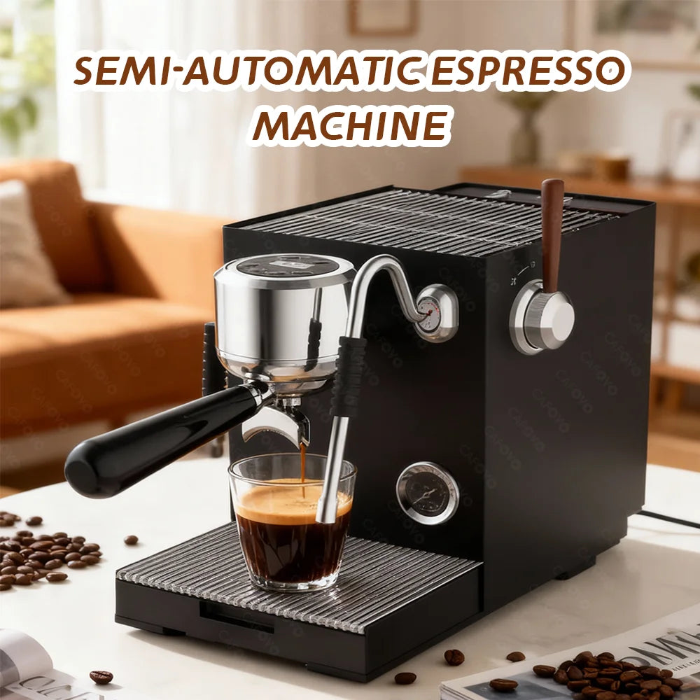 CAFOVO E120 Semi-automatic Espresso Machine ULKA Pump 9Bar OPV System Dual Boiler with OLED Display for Cafe Coffee Maker 220V