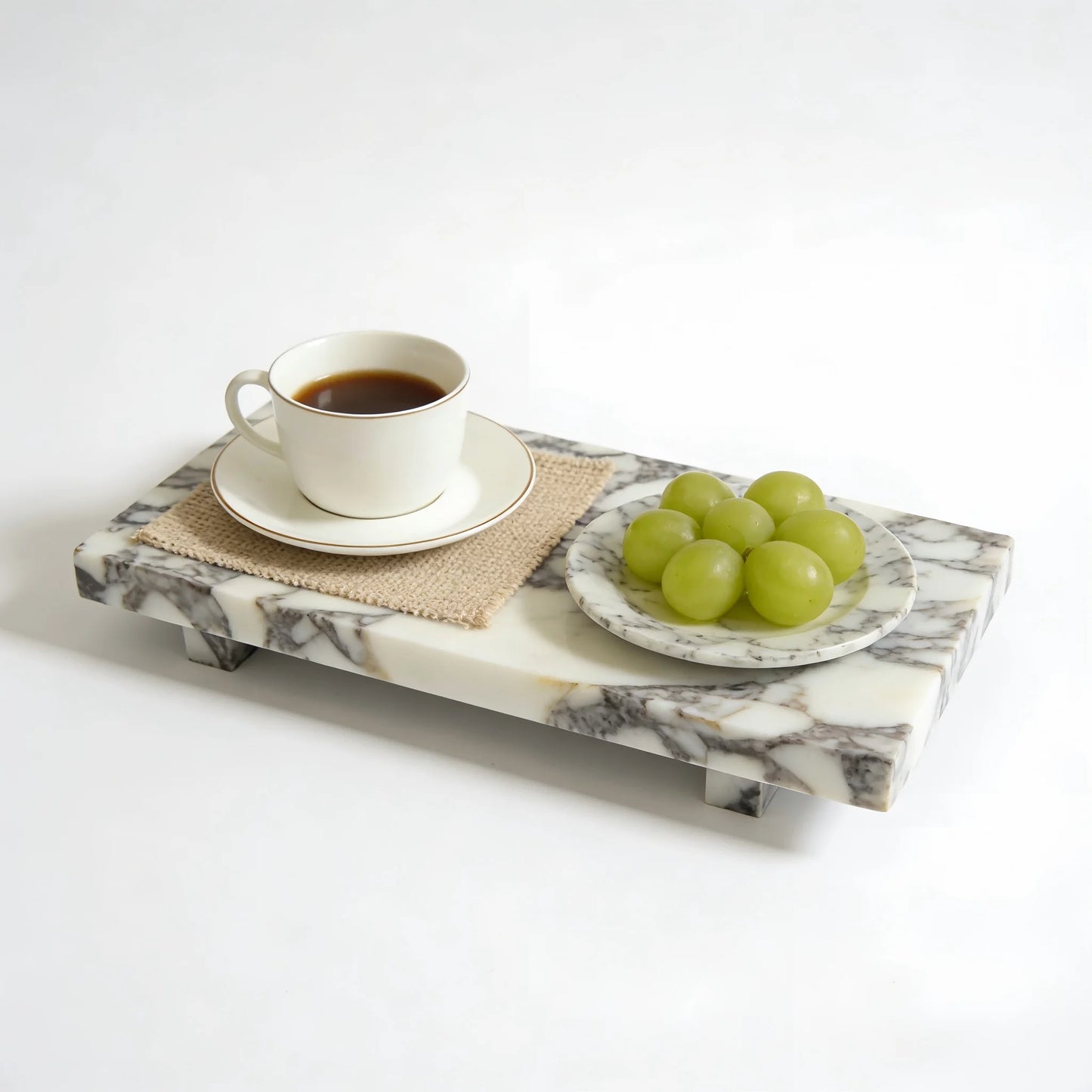 Calacatta Viola Marble Pedestal Stand, Luxury Bathroom Vanity Tray Dresser Organizer for Jewelry Cosmetics Decorative Stone Base
