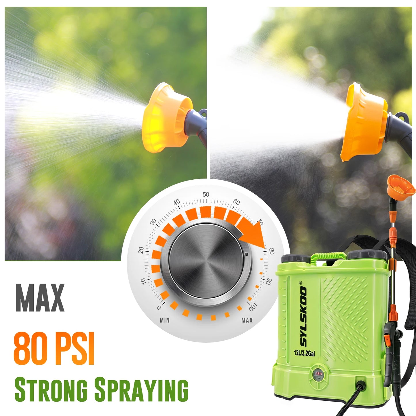 3.2 Gallon Backpack Electric Sprayer 80 PSI Battery-powered garden sprayer compatible with 18V batteries. Perfect for lawn care, weed control, and easy outdoor spraying.