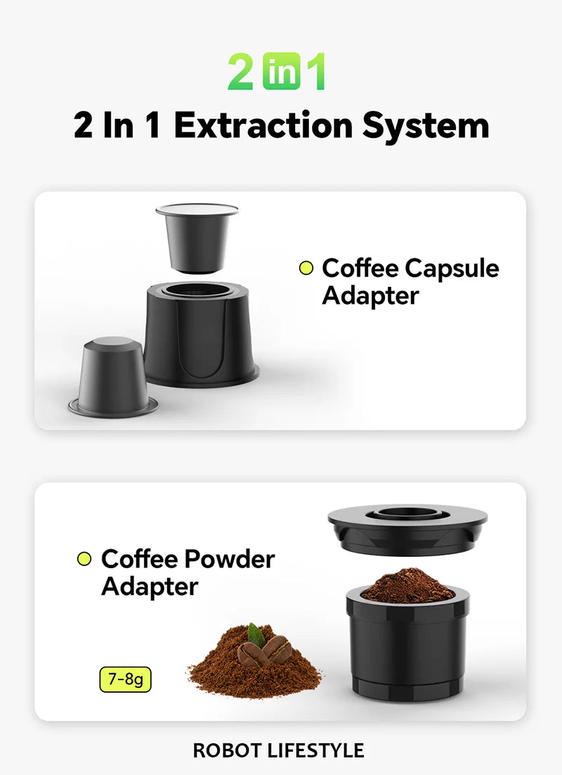 Portable Coffee Maker with 2-In-1 System Heating Water  Large-capacity Battery 9000mAh  for Outdoor Camping Travel  Hotel Office