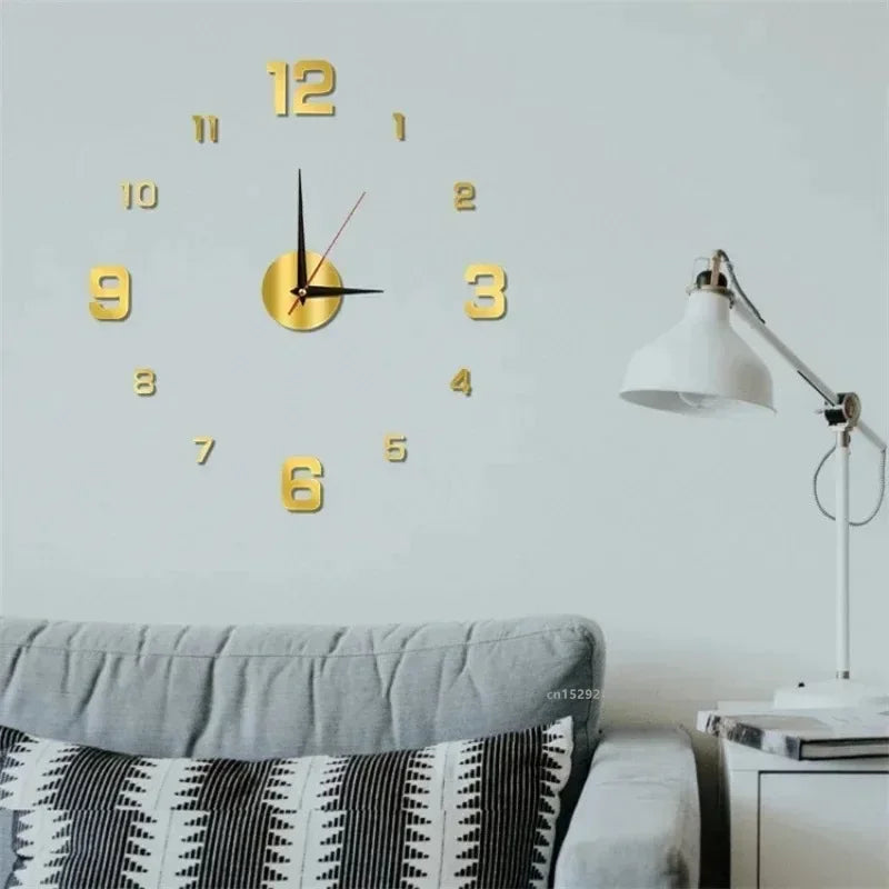 2024 Modern Design Wall Clock 3D DIY Quartz Clocks Fashion Watches Acrylic Mirror Stickers Living Room Home Decor Horloge
