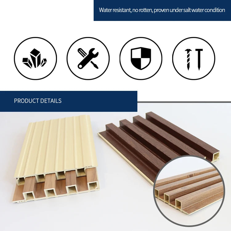Outdoor WPC Wall Panel 24x48 Inch UV Resistant & IP68 Waterproof, Fireproof Exterior Cladding for Facade/Balcony, Snap Lock Syst