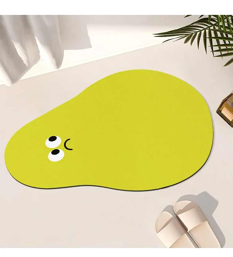 Cartoon funny expression irregular bathroom non-slip mat toilet door absorbent floor mat household diatom mud floor mat
