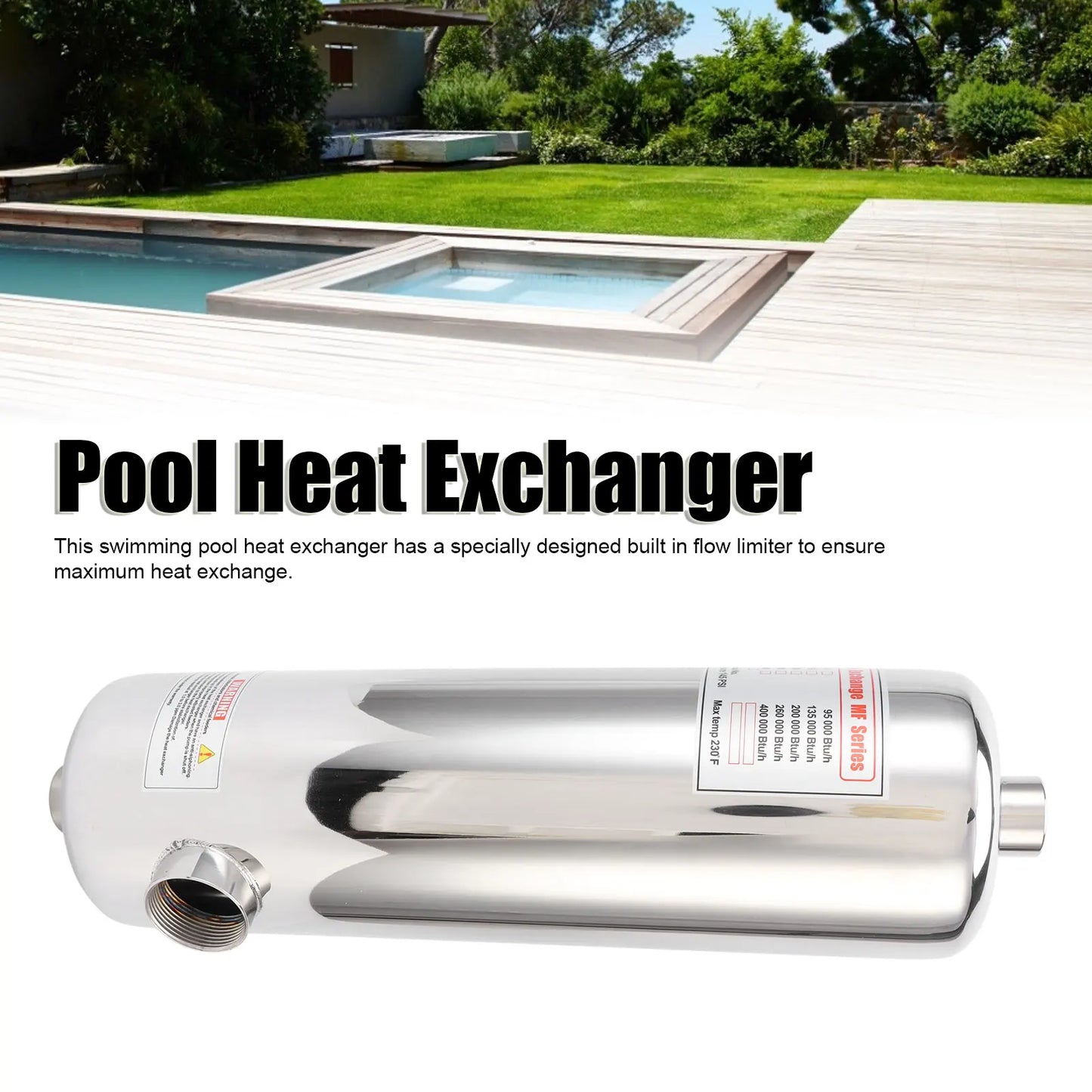60KW Swimming Pool Heat Exchanger SPA Thermostat Heater Pool Circulating Heating Equipment Pool Heat Exchange Equipment