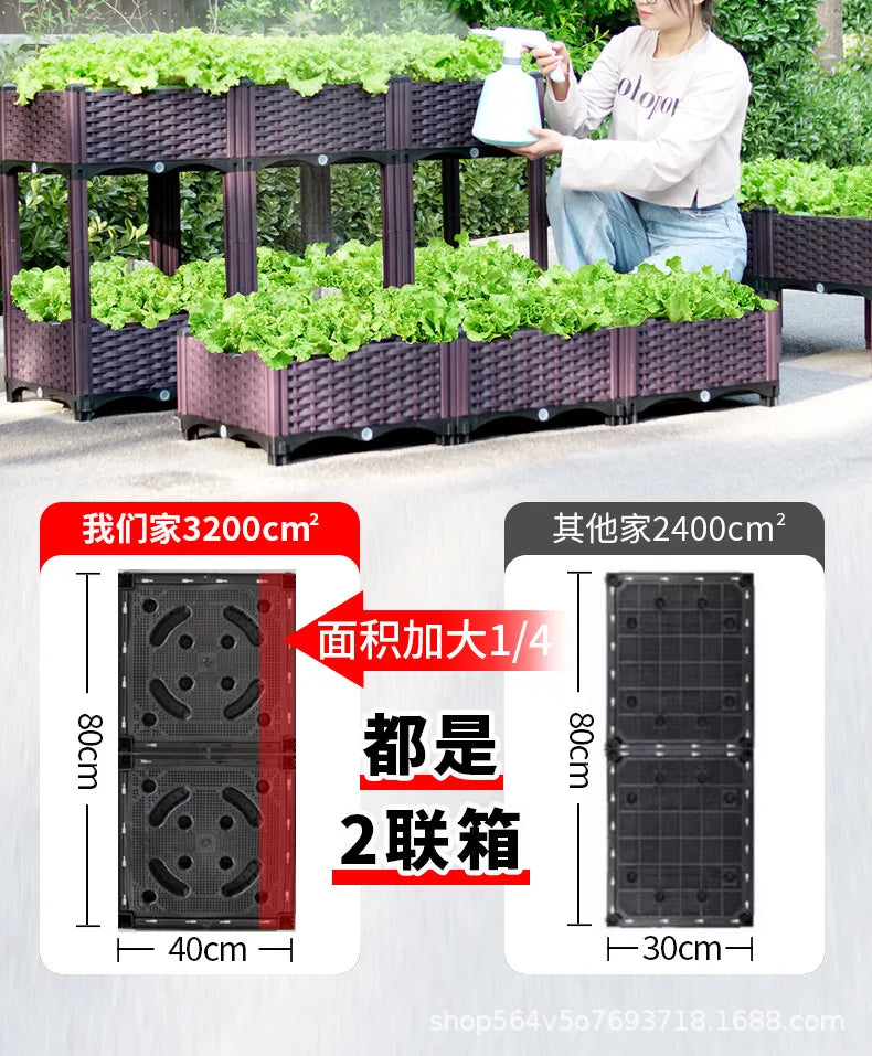 Vegetable Growing Box: Outdoor/Courtyard/Rooftop/Balcony Large Thickened Plastic Planter Trough