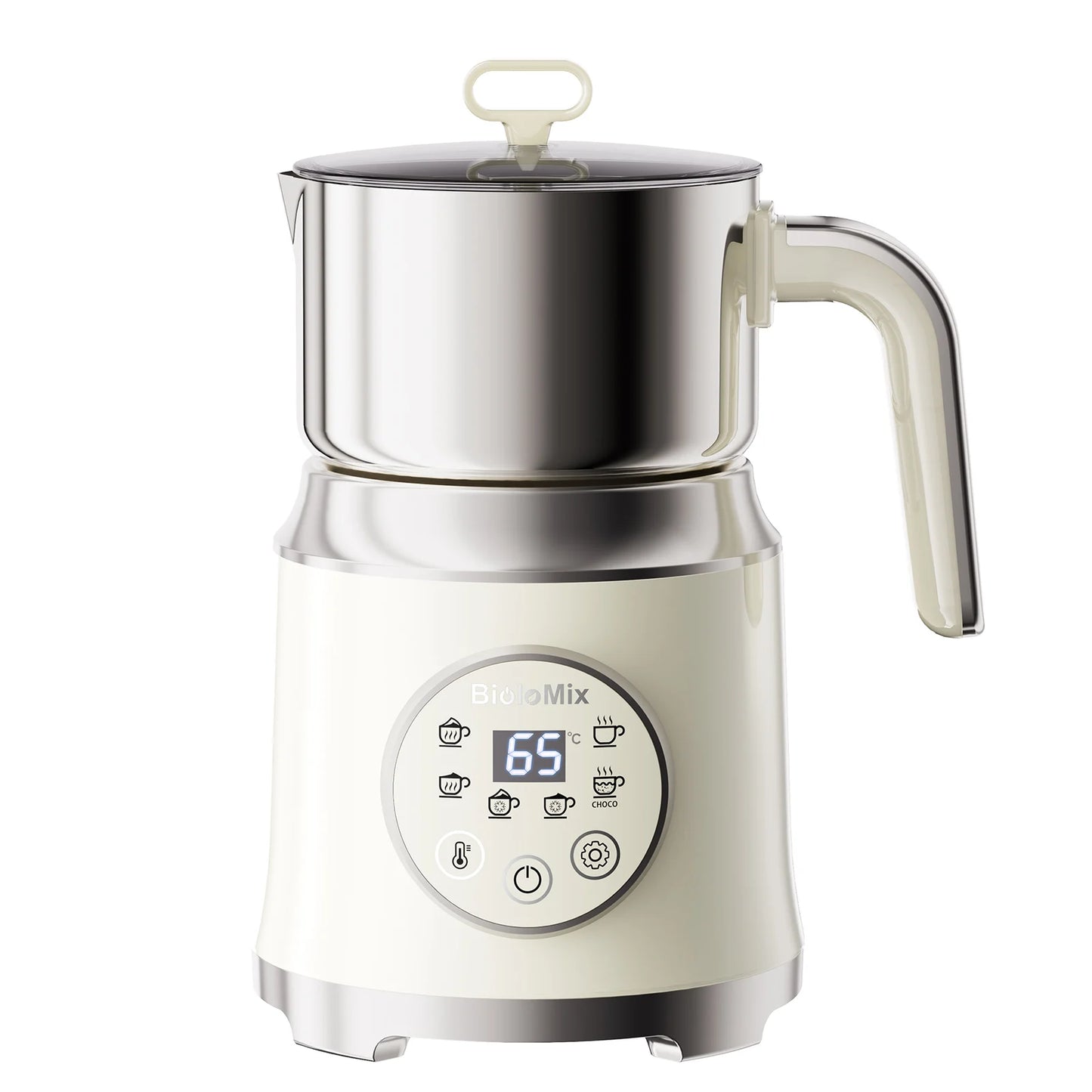 BioloMix 7-in-1 Steamer Detachab Electric Milk Frother Automatic Hot/Cold Foam Maker for Coffee, Hot Chocolate Dishwasher Safe
