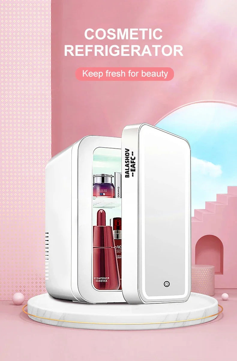 Mini Fridge Camping Cosmetics 4L Portable Small Mirror Refrigerators for Car and Home Dual-use Makeup Home Camping Cooler