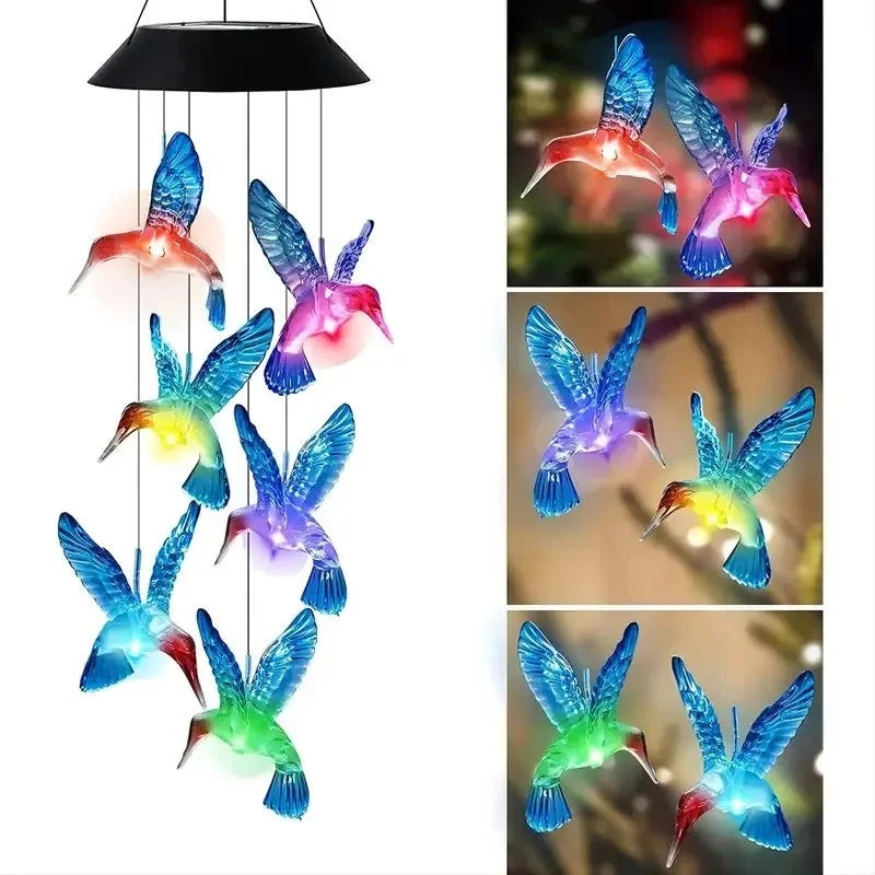 Blue Hummingbird Solar Wind Chimes Solar-powered hummingbird pendants with color-changing lights. Gentle chimes + beautiful glow at night. Perfect for courtyards, gardens, patios, or gifting. Waterproof & eco-friendly.
Wholesale available