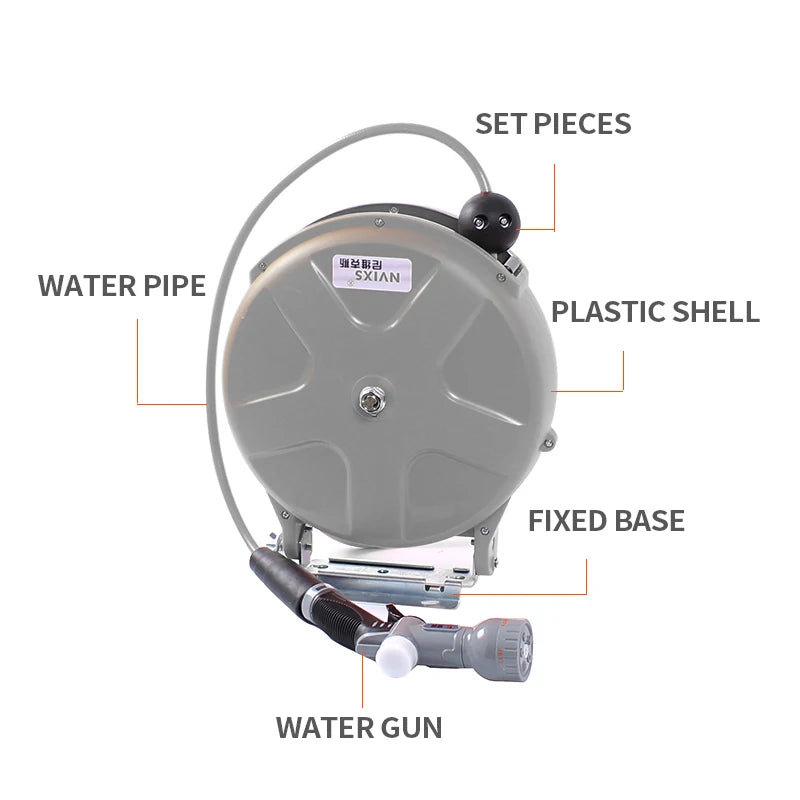 Automatic Retractable and recycling Hose Reel Car Wash Garden Irrigation Water Tube Holder Wall Mount High Pressure Waterpipes