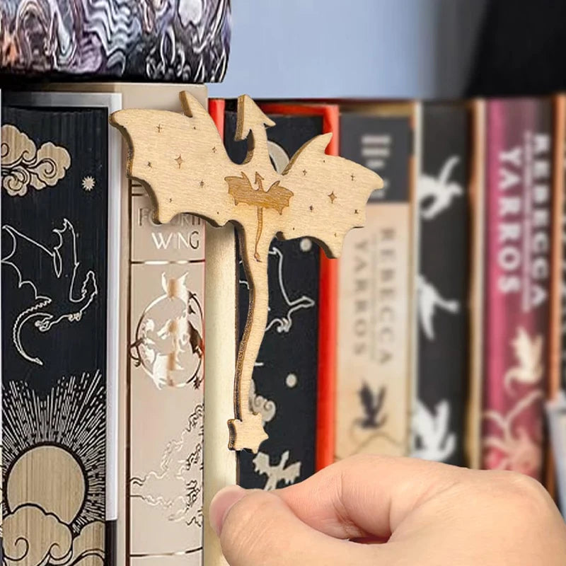 Handmade Dragon Bookshelf Decor, Wooden Fourth Wing Double Dragon Book Insert, Handmade Decorative Bookends For Books Lovers