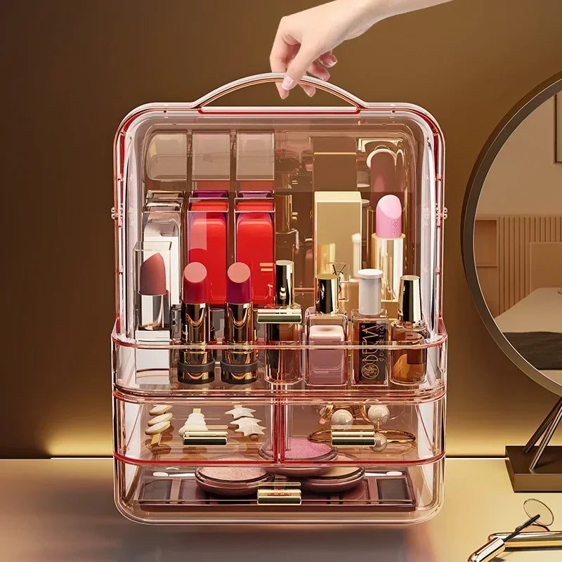 25 Transparent Lipstick Holder With Lid Lip Gloss Storage Stand Small Makeup Organzier With Handle Cosmetics Storage Display Box