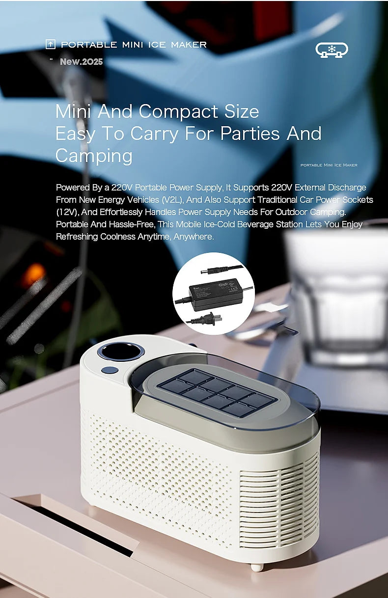 Portable Small Ice Maker Mini Convenient Home Dormitory Office Camping Car Cube Ice Automatic Ice Making Box ice machine 220V