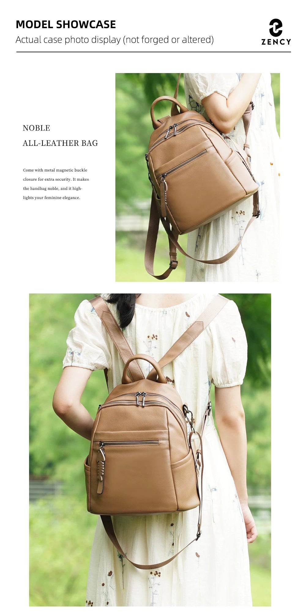 Soft Leather Women’s Backpack Large Capacity Crafted from premium cowhide leather with wide shoulder straps and multiple pockets. Stylish, durable, and perfect for everyday use.