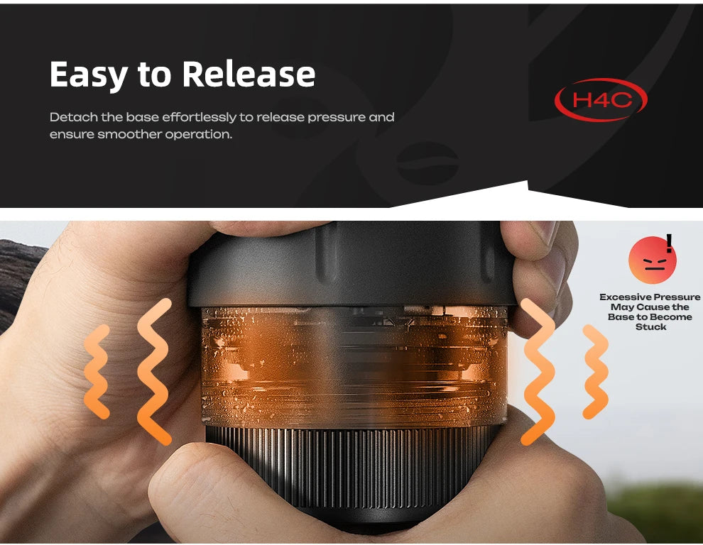 HiBREW H4C Portable Espresso Coffee Machine Wireless Heating Removable Battery Barista Ground Coffee Bottomless Extraction