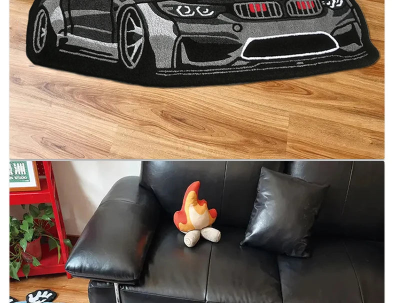 Bedroom Carpet Boys Room Decoration Rug Car Shape Floor Mat Car Lover Gifts for Boy Home Decor Bedside Mats Soft Fluff Shaggy