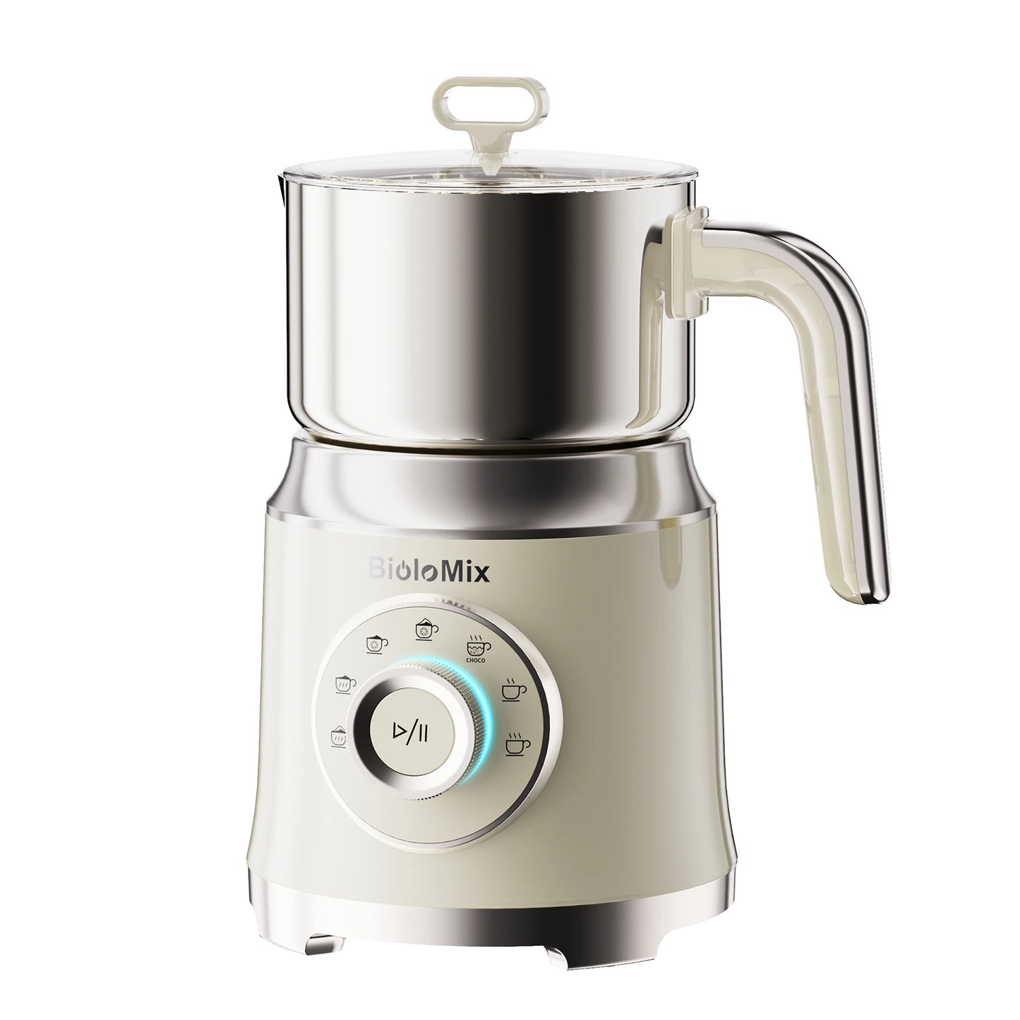 BioloMix 7-in-1 Steamer Detachab Electric Milk Frother Automatic Hot/Cold Foam Maker for Coffee, Hot Chocolate Dishwasher Safe