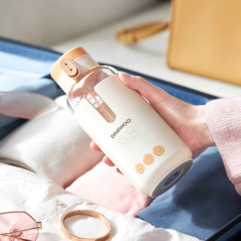 Wireless Milk Conditioner Portable Kettle USB Rechargable Water Bottle LED Display Thermos Cup Portable Heating Cup Milk Warmer