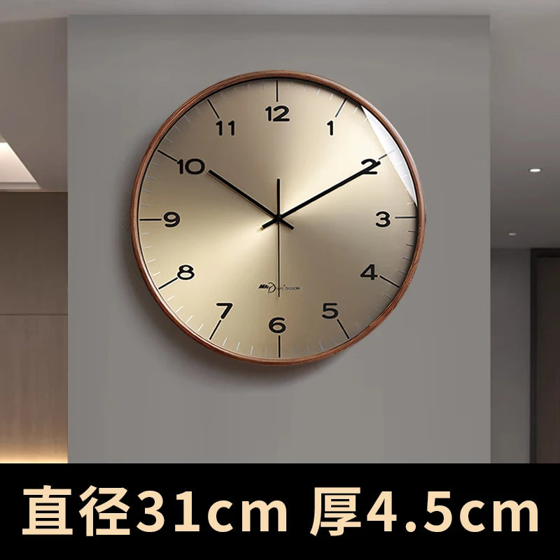 New modern simple solid wood wall clock living room household wall decoration clock