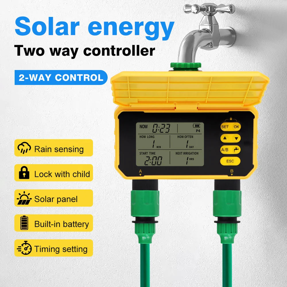 WIFI Solar Irrigation Timing Controller Smart Automatic Irrigation System for Garden Tap Valve Controller with Rain Sensor