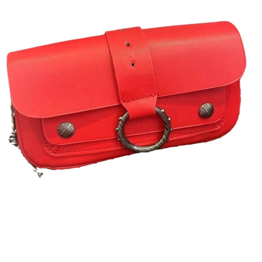 Multi-Color French Design Mini Waist Bag Classic Rivet Style Chic round design with a simple, versatile look. Compact and stylish, perfect for everyday wear.