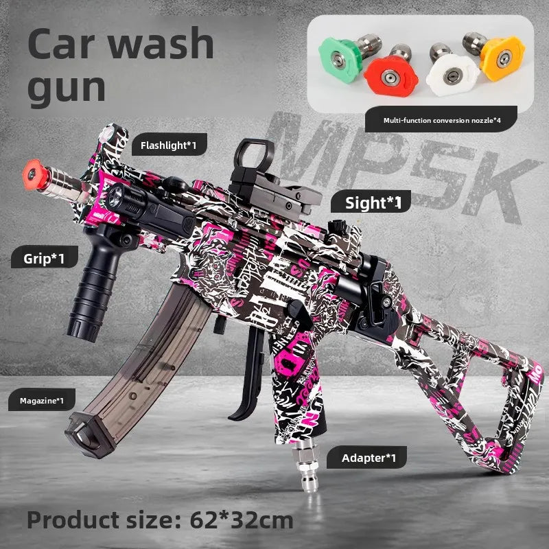 Portable High-Pressure Car Wash Gun + Foam Pot Powerful spray + adjustable foam cannon for thick suds. Compact, easy to use at home or on the go.