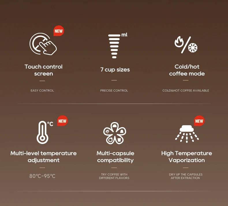 HiBREW 5in1 Capsule Coffee Machine Hot/Cold Espresso Cafetera Cappuccino Coffee Maker Lavaza Dolce Gusto Nespresso Powder H2C