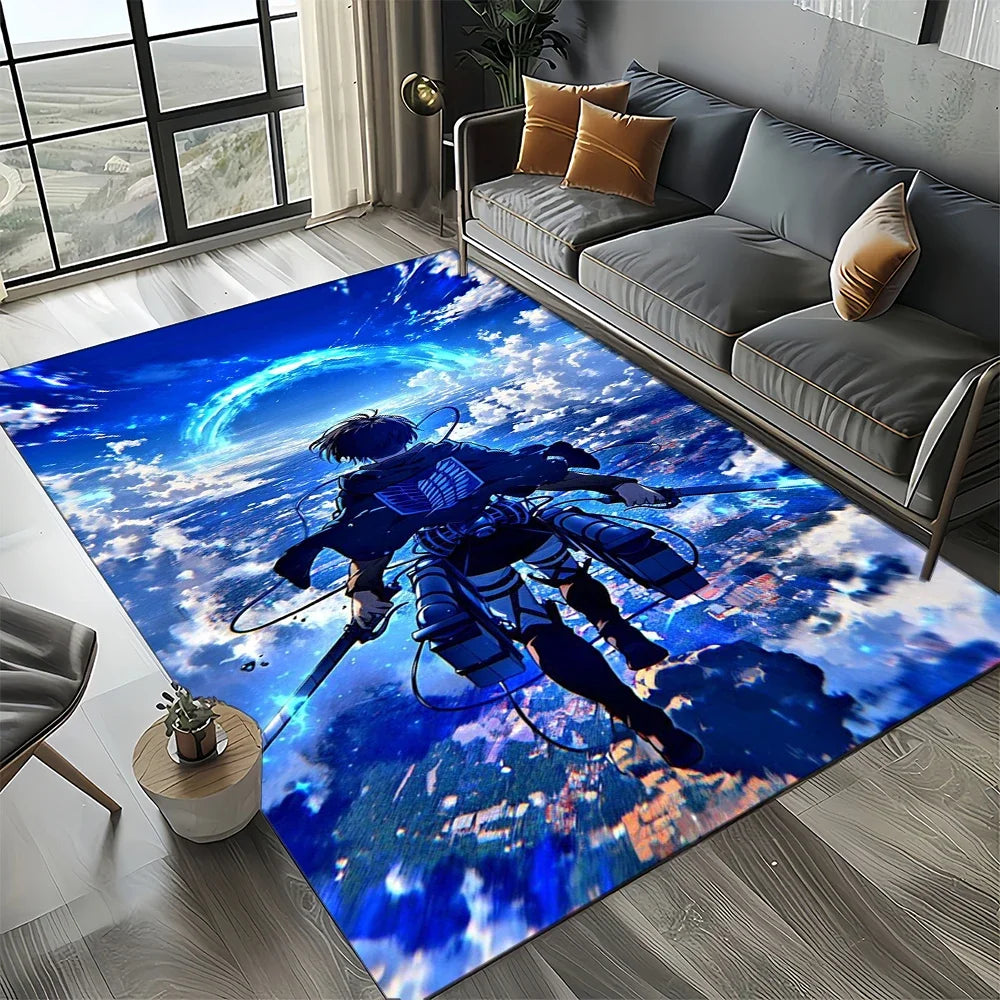 2025 Attack on Titan Eren Anime Cartoon Carpet Rug for Bedroom Living Room Home Sofa Decoration,kids Play Decor Floor Mat Gift