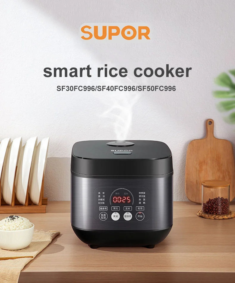 SUPOR 3L-5L Electric Rice Cooker Household Smart Multifunction Soup Rice Cooking Machine Non-stick Liner For 2-11 Person