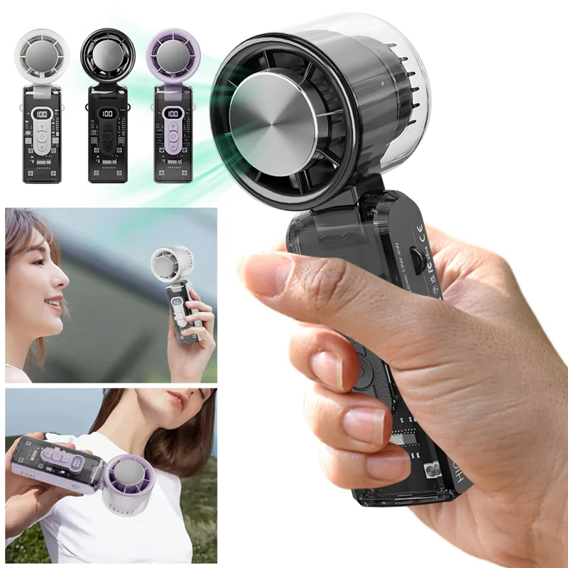 Portable Fan High Speed Handheld Turbo Fan Overcharge, Overcurrent And Overdischarge Protection Black-ABUA