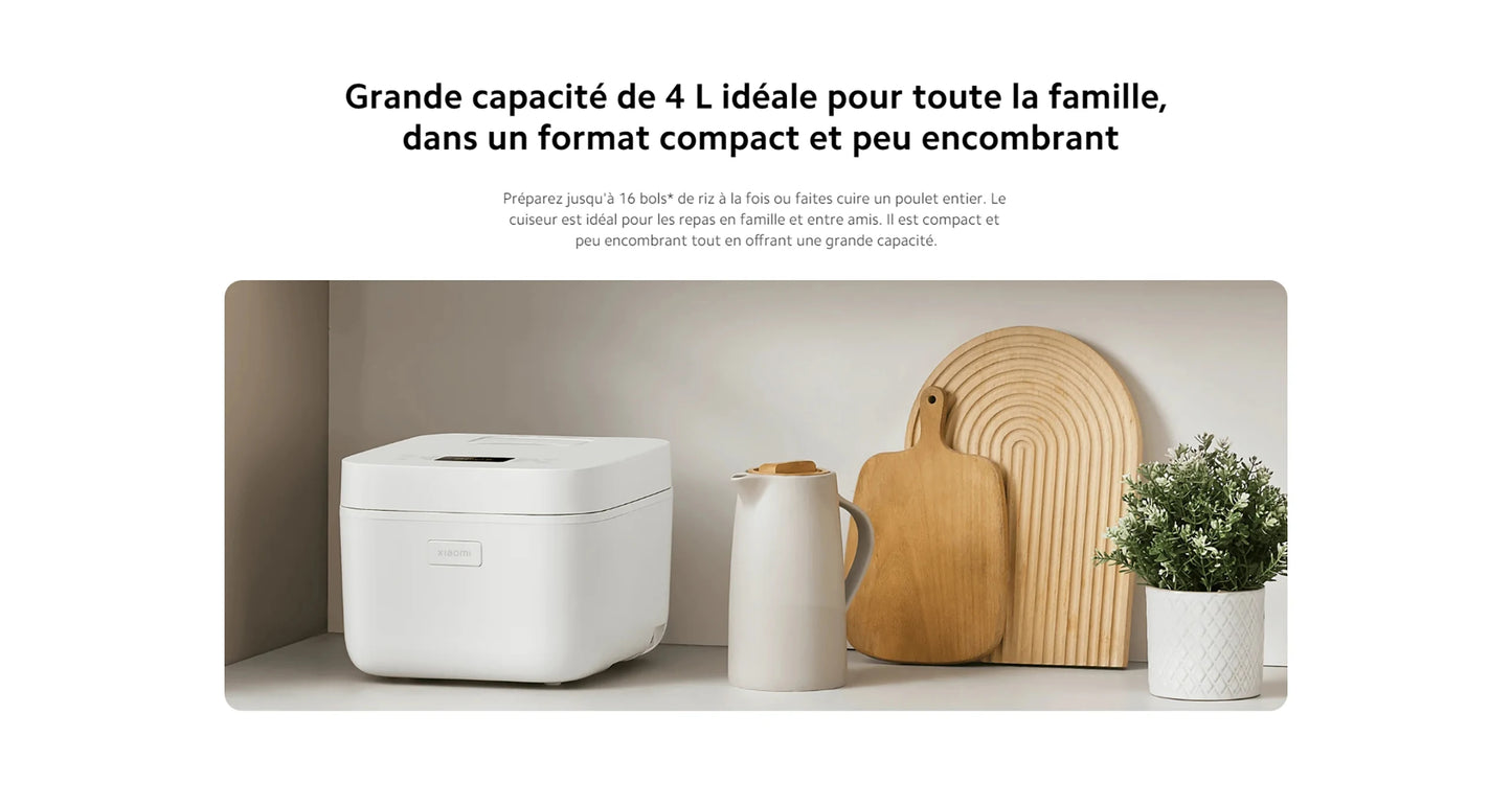 [Official] Xiaomi Multifunctional Rice Cooker 4L ultra-fast cooking Rice in 30 minutes, high heating power of 860 W, 10 menus functions, 24-hour programming