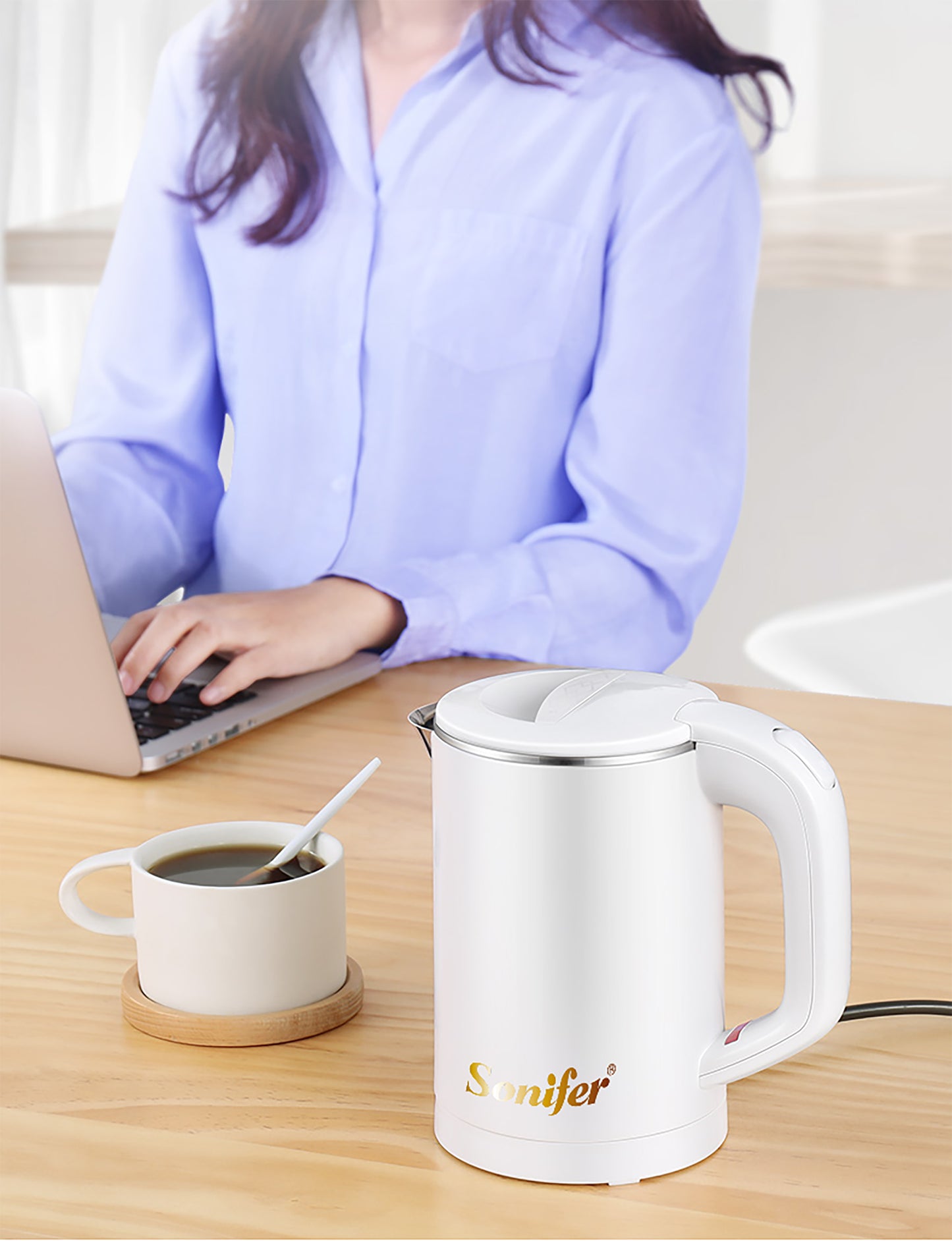 Travel Electric Kettle Tea Coffee 0.6L Mini Stainless Steel Cordless Portable  Kettle 800W For Hotel Family Trip Pot Sonifer