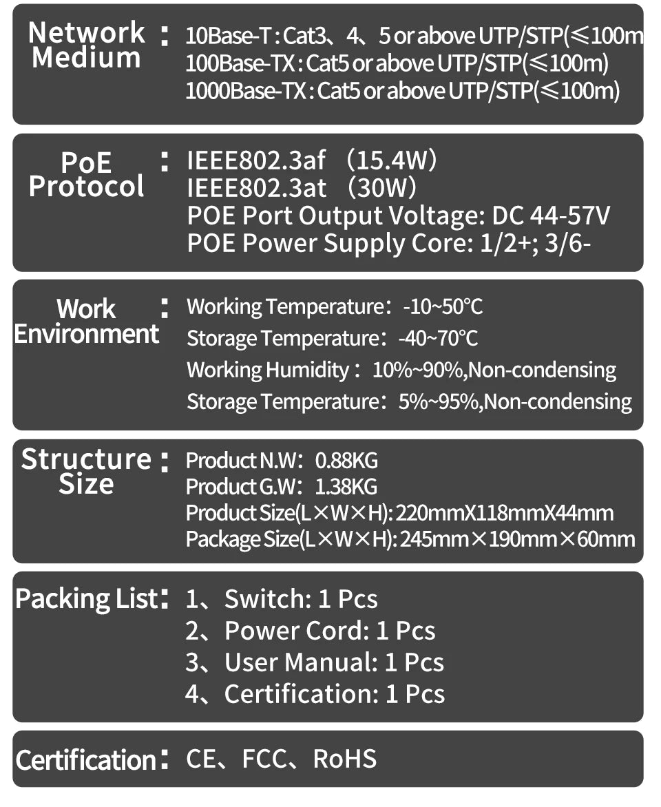 HORACO 2.5G PoE Switch 5 Port 2500Mbps 10G SFP+ Slot 65W IEEE802.3af/at for WiFi 6e AP,VoIP Phone,Surveillance,POE Camera