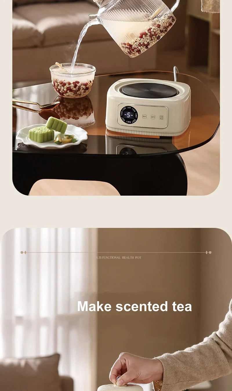 1.5L Health Kettle Temperature Adjust Glass Tea Maker MultiFunction Office Appointment Flower Teapot Portable Electric Hot Cup