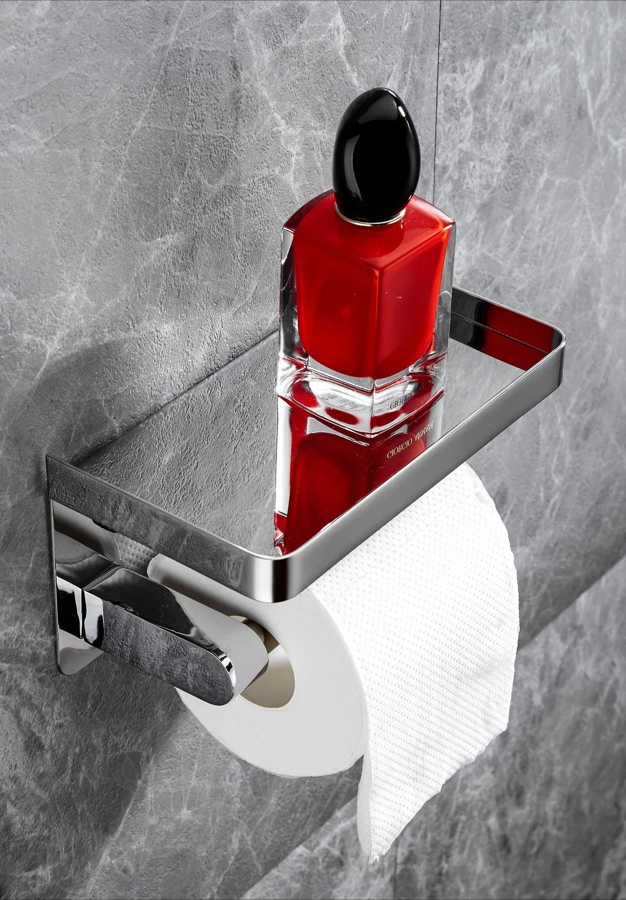Toilet paper rack 304 stainless steel tissue holder, mobile phone rack, non-punching bathroom roll holder