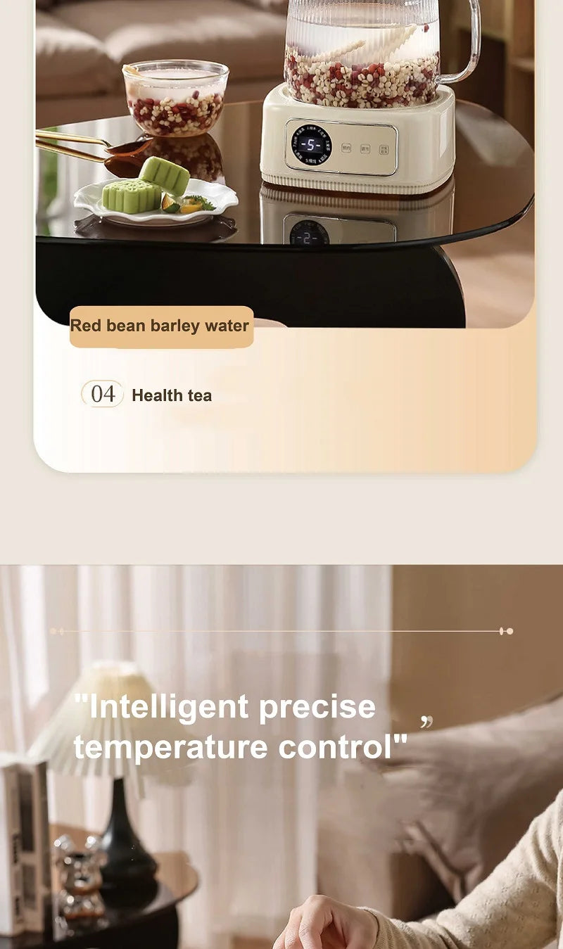 1.5L Health Kettle Temperature Adjust Glass Tea Maker MultiFunction Office Appointment Flower Teapot Portable Electric Hot Cup
