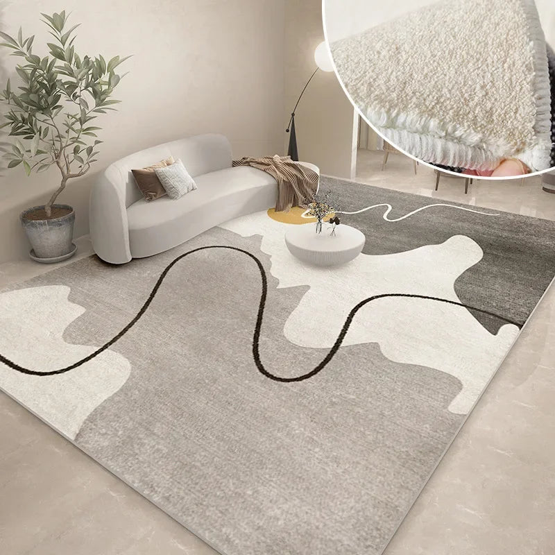 Thickened Study Carpet Modern Abstract Carpets for Living Room Home Washable Plush Floor Mat Minimalist Bedroom Decor Art Rug