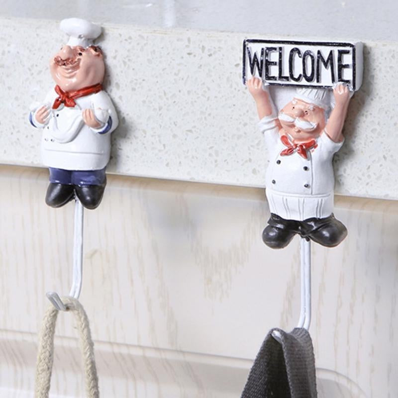 1Pc Kitchen Creative Chef Cartoon Storage Rack Hooks Wall Hanger Kitchen Hooks for Utensils Wall Hooks Kitchen Accessories