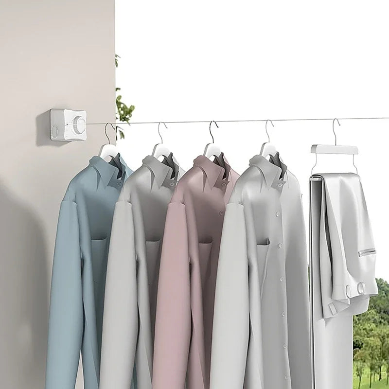 Retractable Clothes Line Dryer Home Laundry Hanger Punch-free 20kg Load-bearing Telescopic Steel Wire Clothesline Wire Rope Rack