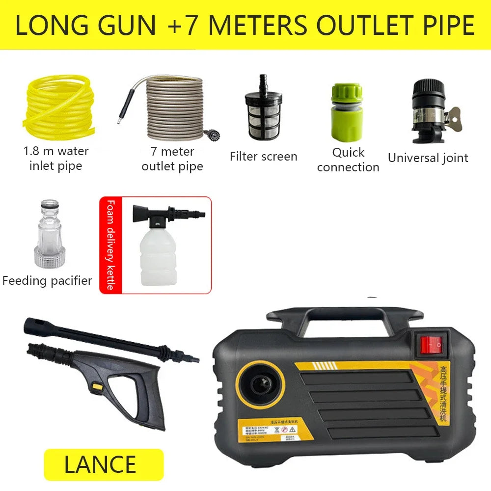 3000W Electric Pressure Washer High Power 220V/110V Car Wash Gun Home Garden Cleaning Tool with Adjustable Nozzle